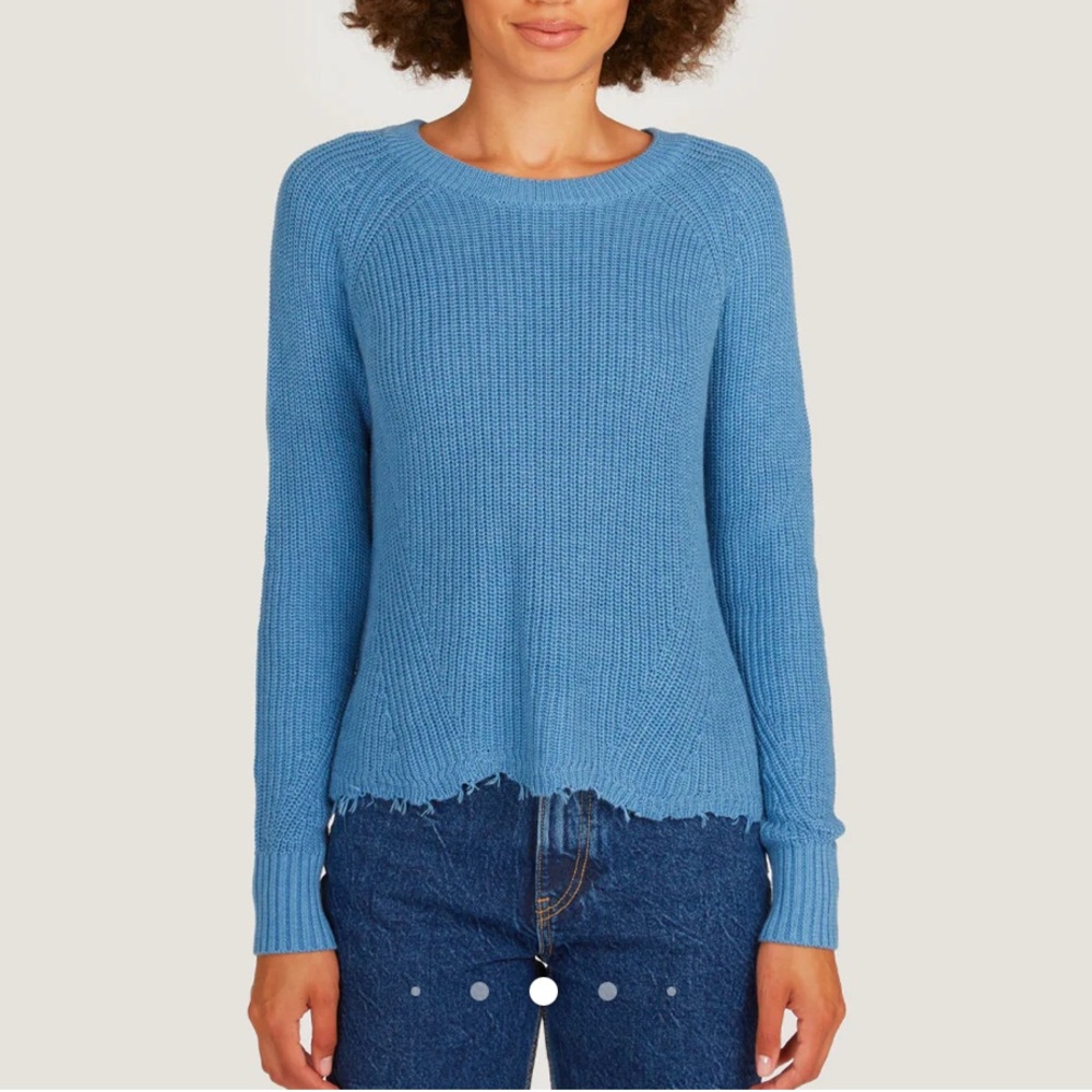 Autumn Cahmere distressed scallop shaker sweater in blue size Xs 100%cotton - Picture 4 of 10